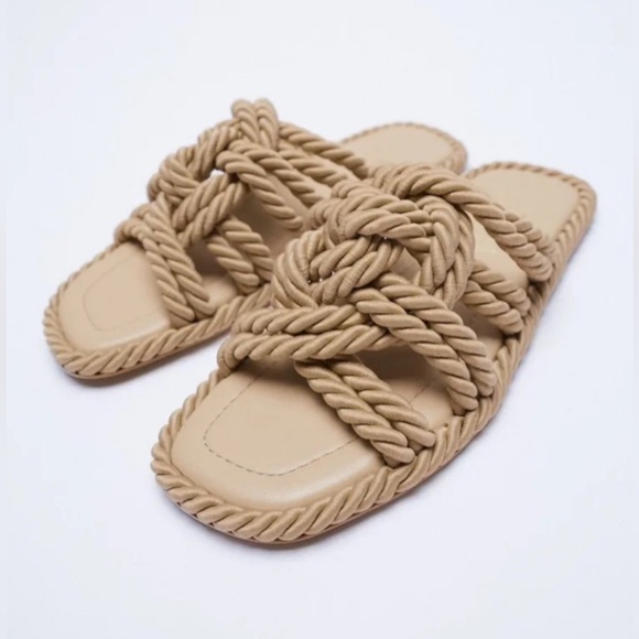 Zara Tan Rope Sandals - Picture 1 of 11
